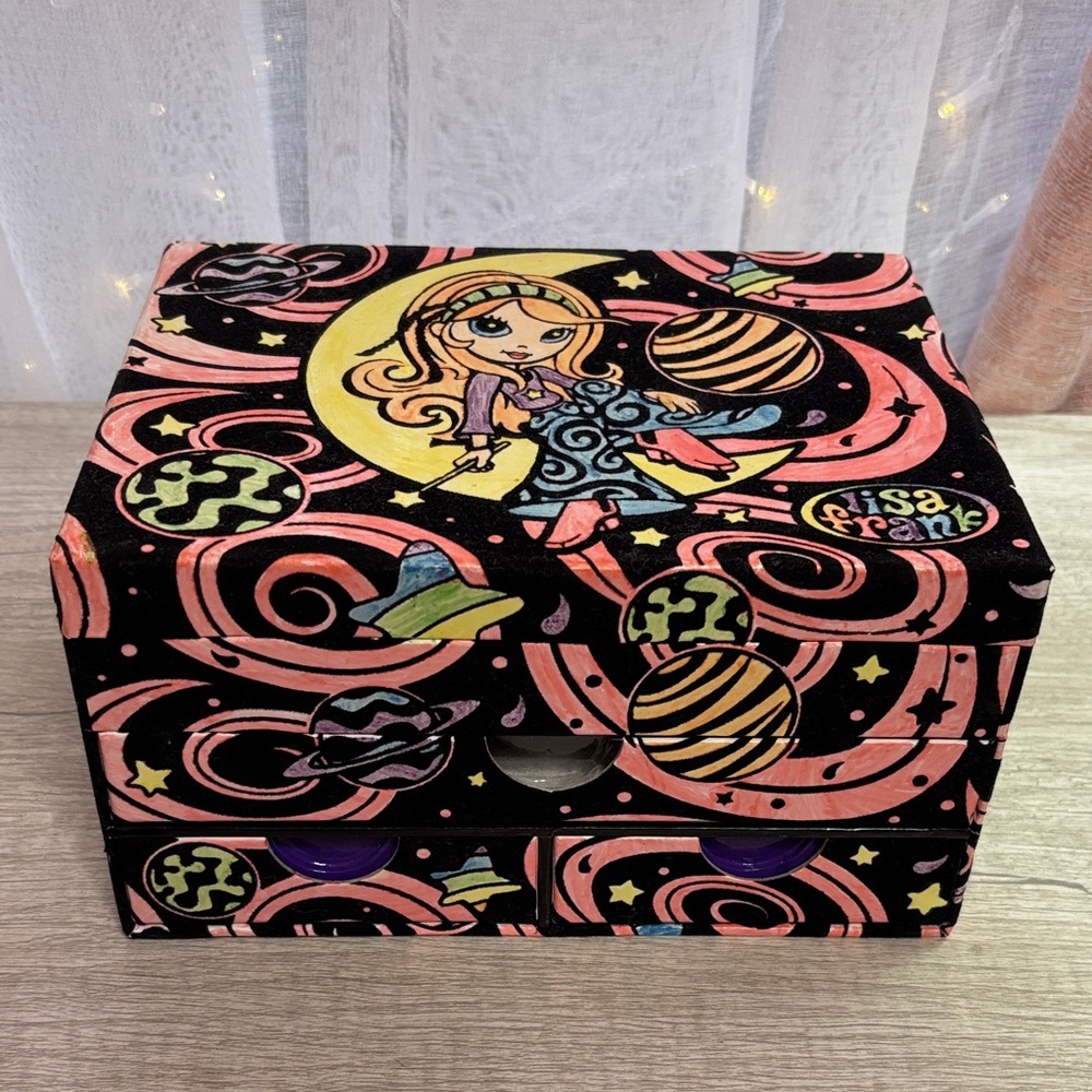 Lisa Frank Star The Moon Witch Fuzzy Felt Velvet Stationary Jewelry Box